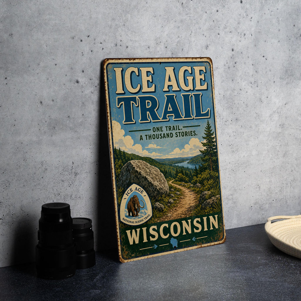 Ice Age Trail Wisconsin Vintage Style Metal Sign, Hiking Trail Decor, Outdoor Adventure Wall Sign, Wisconsin Souvenir Gift — photo 4