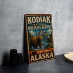 Kodiak National Wildlife Refuge Alaska Vintage Style Metal Sign, Kodiak Island Wildlife Decor, Rustic Cabin Lodge Wall Sign — photo 4