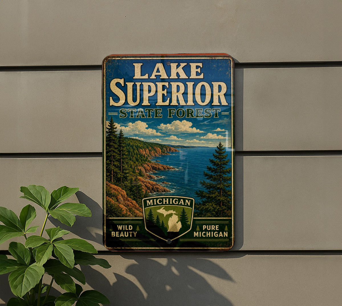 Lake Superior State Forest Michigan Vintage Style Metal Sign, Upper Peninsula Cabin Lake Decor, Rustic Outdoor Adventure Wall Sign — photo 5