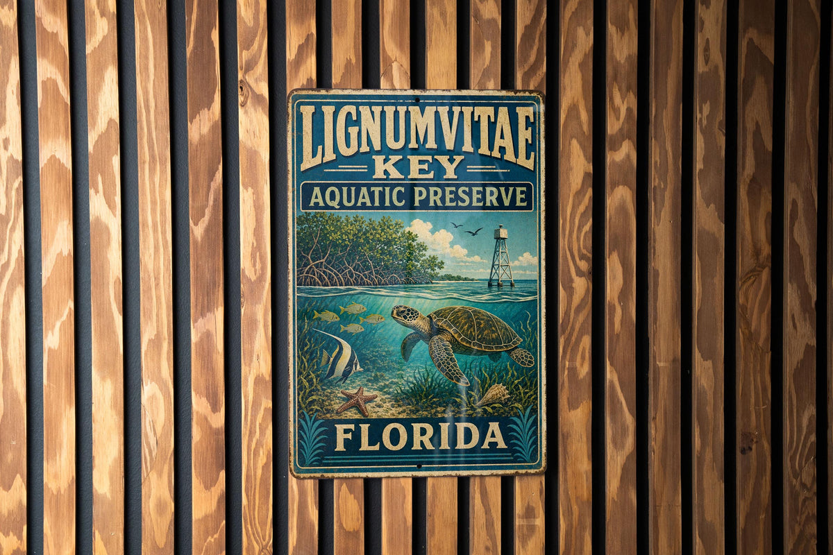 Lignumvitae Key Aquatic Preserve Florida Vintage Style Metal Sign, Florida Keys Nature Reserve Decor, Coastal Wildlife Sign — photo 2
