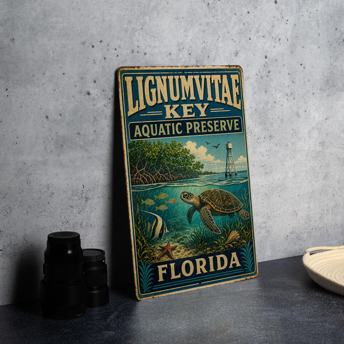 Lignumvitae Key Aquatic Preserve Florida Vintage Style Metal Sign, Florida Keys Nature Reserve Decor, Coastal Wildlife Sign — photo 4