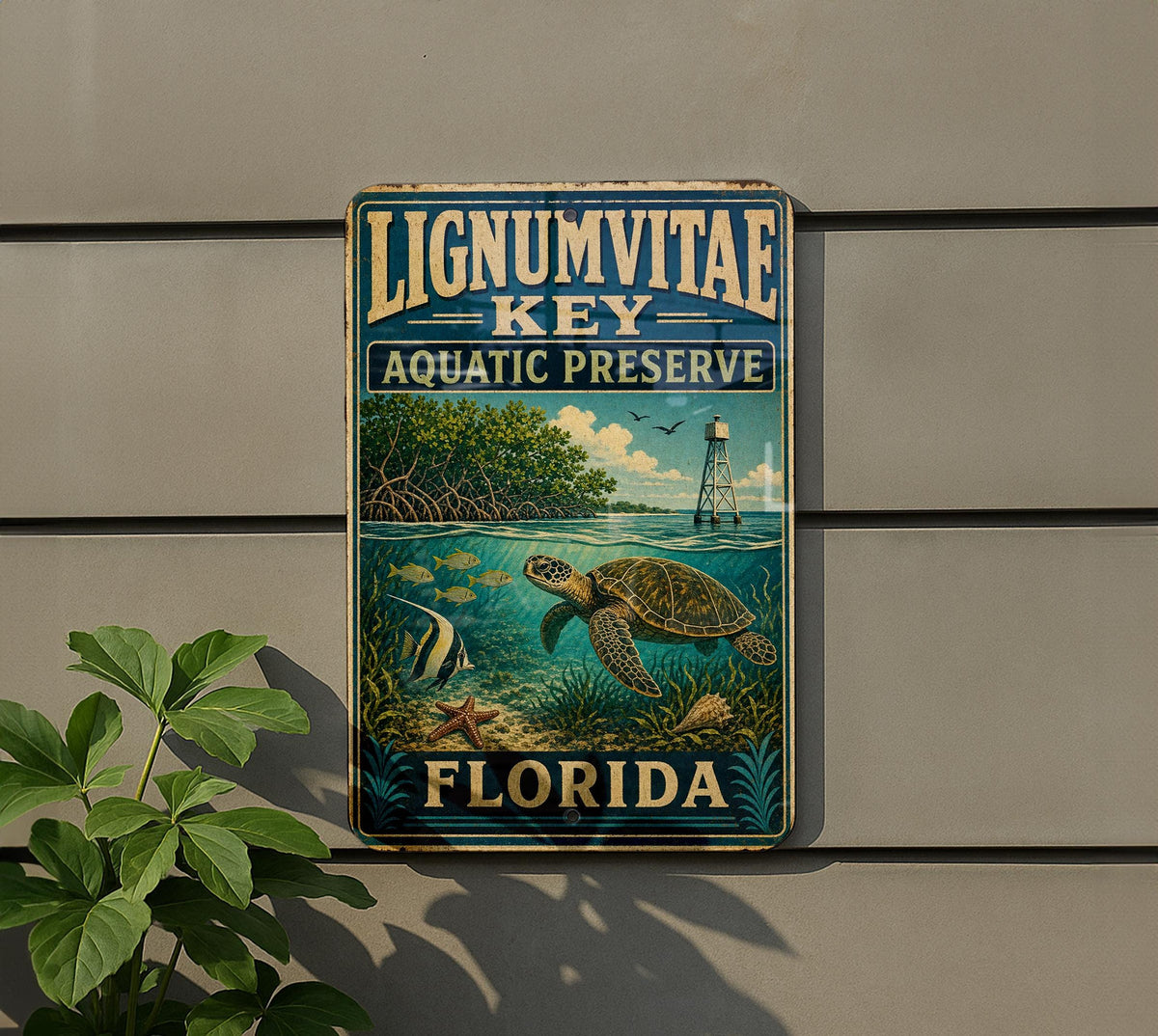 Lignumvitae Key Aquatic Preserve Florida Vintage Style Metal Sign, Florida Keys Nature Reserve Decor, Coastal Wildlife Sign — photo 5