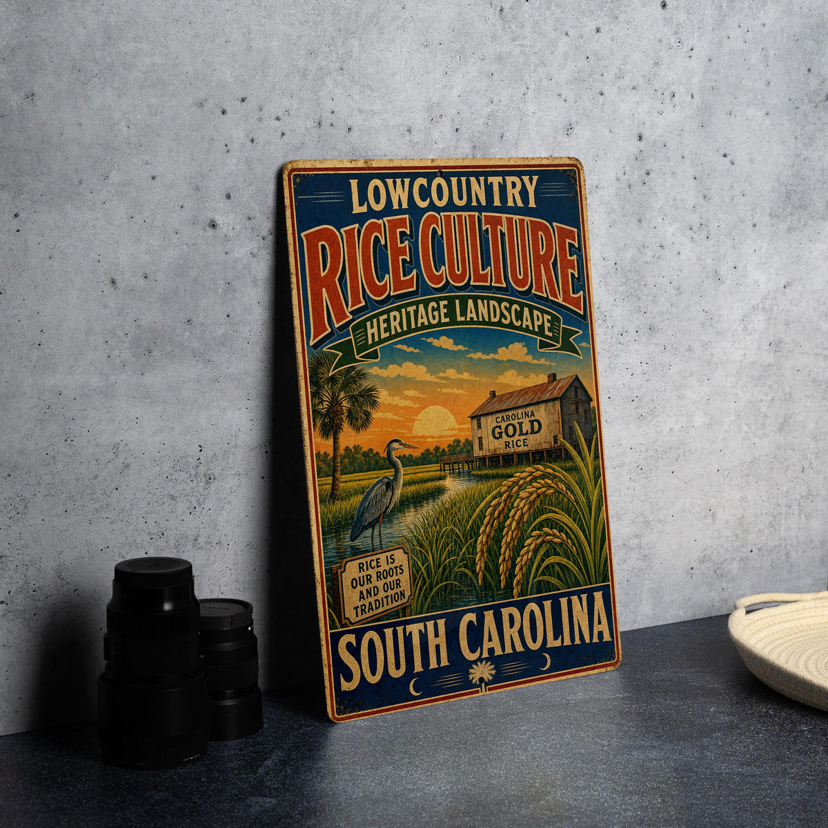 Lowcountry Rice Culture Heritage Landscape Metal Sign, South Carolina Coastal Rice Fields History Decor, Vintage Style Wall Sign — photo 4