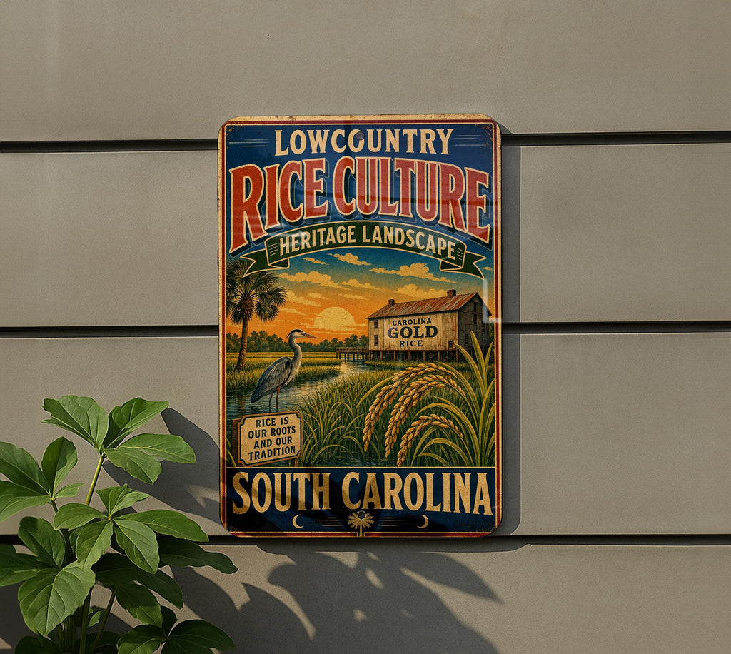 Lowcountry Rice Culture Heritage Landscape Metal Sign, South Carolina Coastal Rice Fields History Decor, Vintage Style Wall Sign — photo 5