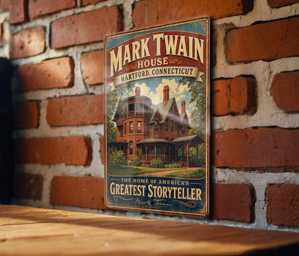Mark Twain House Connecticut Vintage Style Metal Sign, Hartford Literary Landmark Home Decor, Historic House Plaque — photo 2