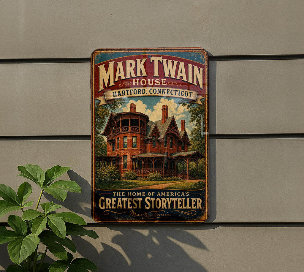 Mark Twain House Connecticut Vintage Style Metal Sign, Hartford Literary Landmark Home Decor, Historic House Plaque — photo 5