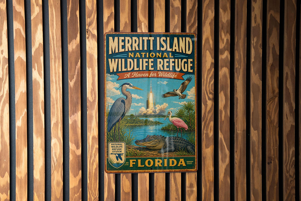 Merritt Island National Wildlife Refuge Florida Vintage Metal Sign, Wildlife Sanctuary Souvenir Sign, Florida Nature Decor — photo 2