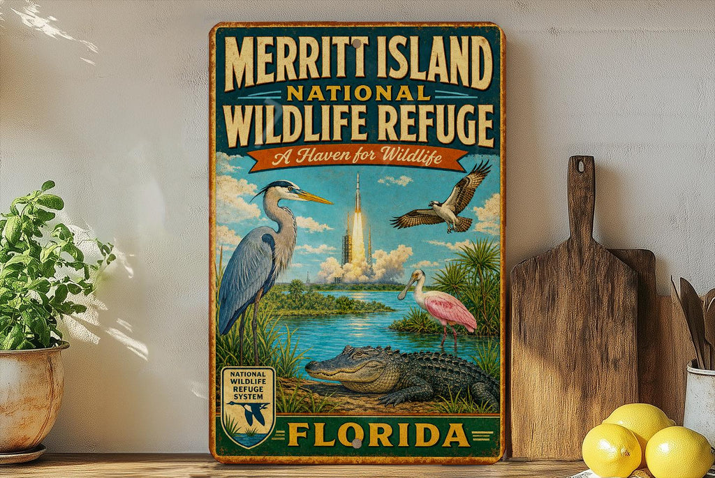Merritt Island National Wildlife Refuge Florida Vintage Metal Sign, Wildlife Sanctuary Souvenir Sign, Florida Nature Decor — photo 3