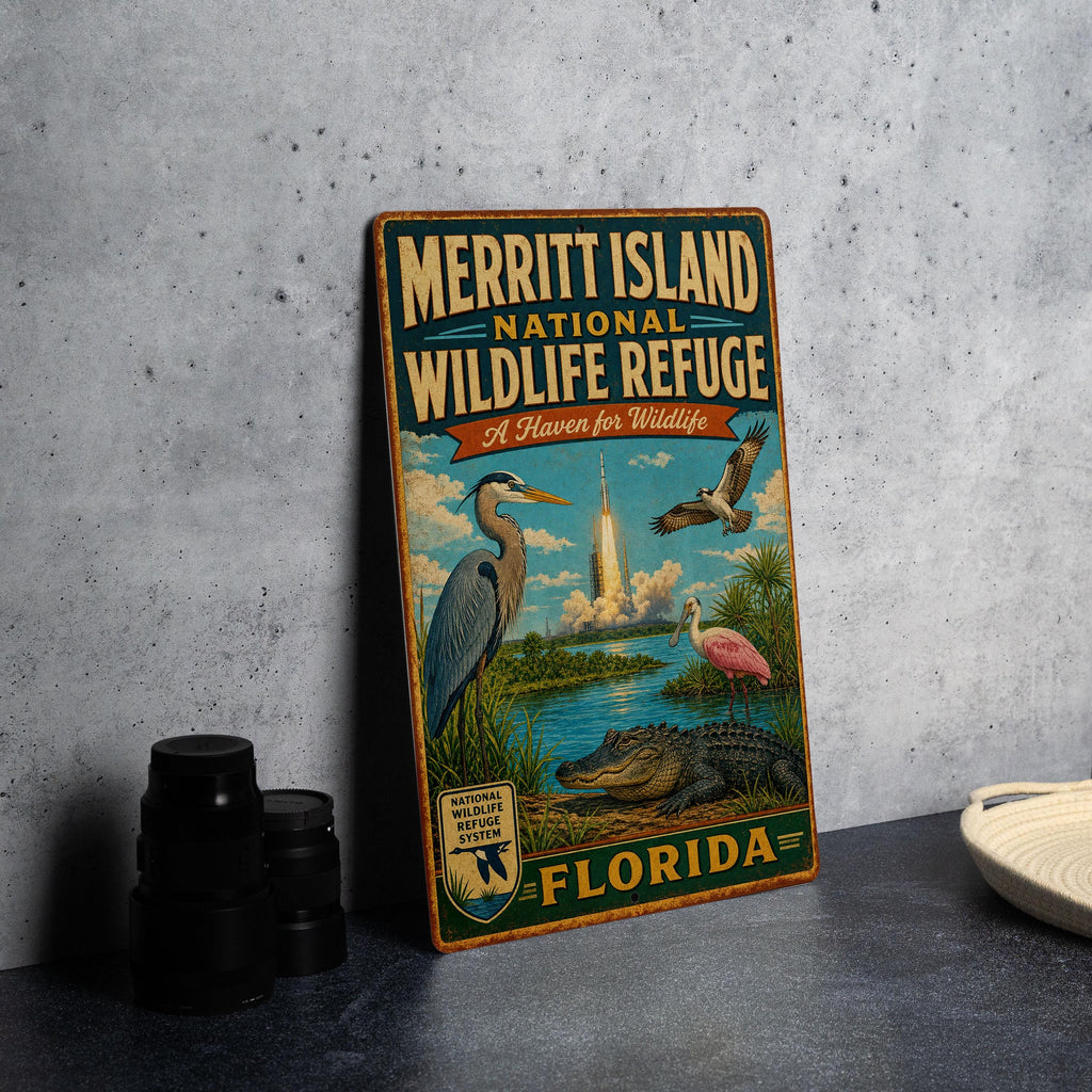 Merritt Island National Wildlife Refuge Florida Vintage Metal Sign, Wildlife Sanctuary Souvenir Sign, Florida Nature Decor — photo 4