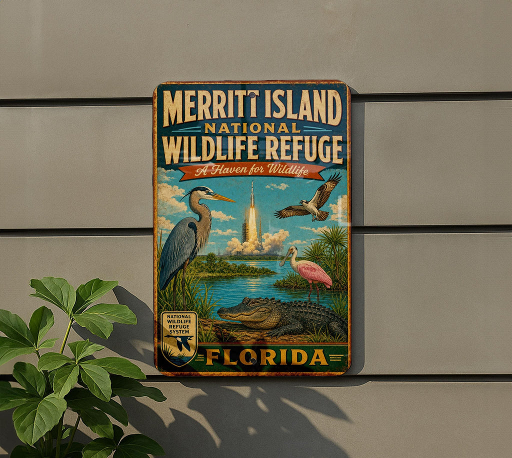 Merritt Island National Wildlife Refuge Florida Vintage Metal Sign, Wildlife Sanctuary Souvenir Sign, Florida Nature Decor — photo 5