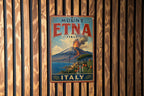 Mount Etna Italy Vintage Style Metal Sign, Sicily Volcano Travel Souvenir Decor, Italian Landmark Wall Sign, Rustic Home Bar Decor — photo 1