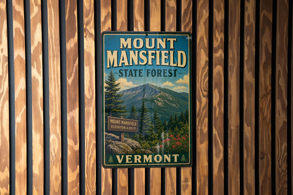 Mount Mansfield State Forest Vermont Vintage Metal Sign Rustic Mountain Outdoor Adventure Cabin Lodge Wall Decor — photo 2