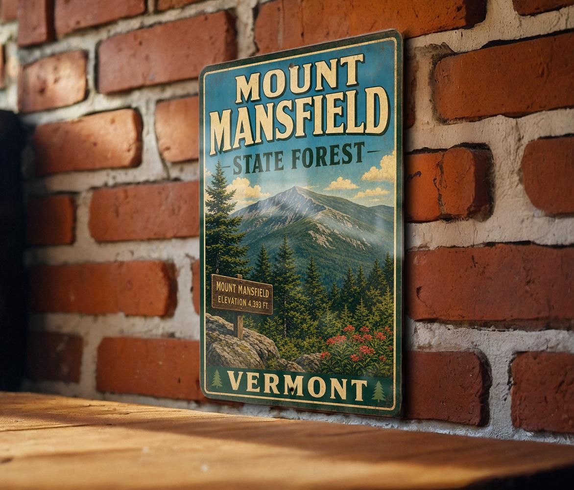 Mount Mansfield State Forest Vermont Vintage Metal Sign Rustic Mountain Outdoor Adventure Cabin Lodge Wall Decor — photo 3