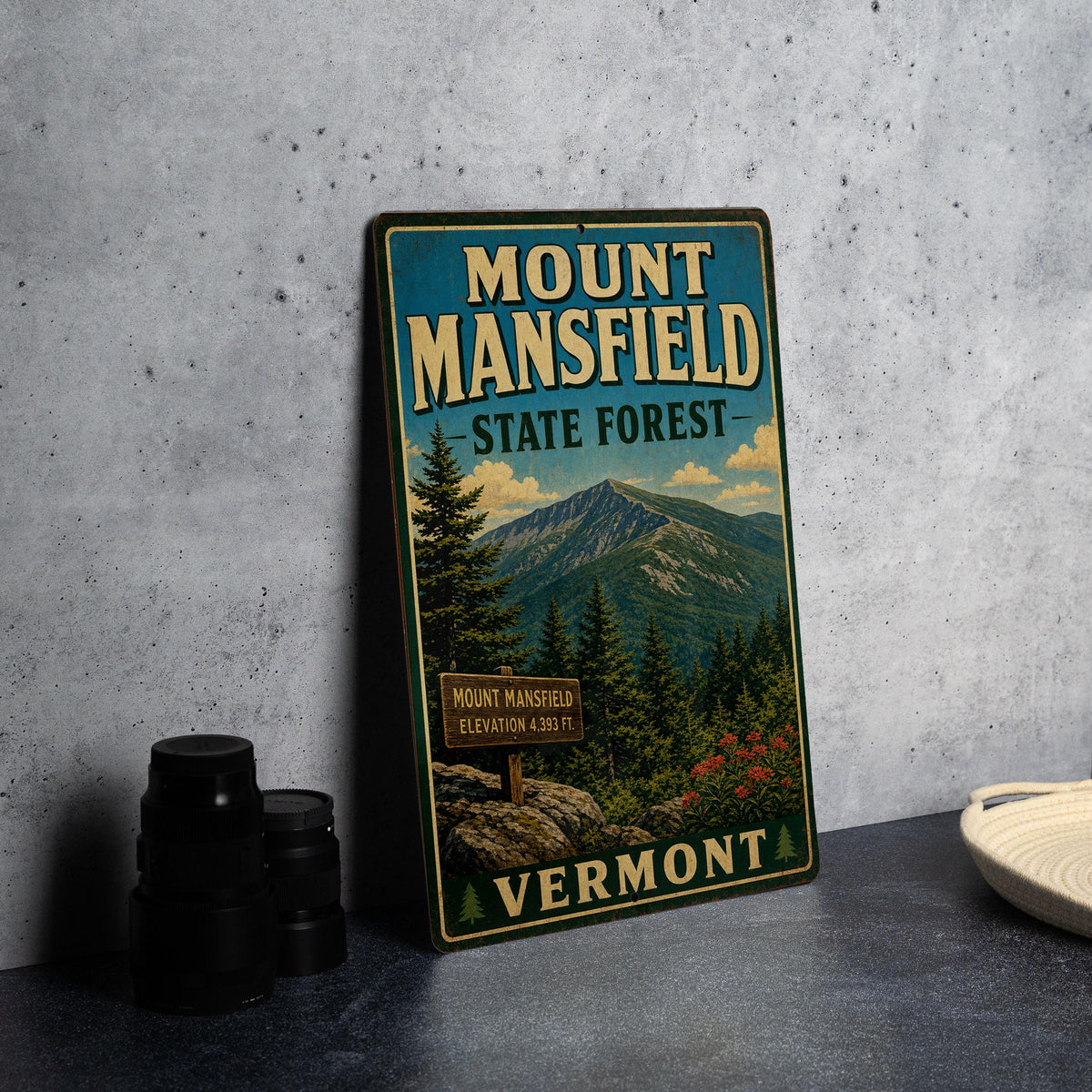 Mount Mansfield State Forest Vermont Vintage Metal Sign Rustic Mountain Outdoor Adventure Cabin Lodge Wall Decor — photo 4