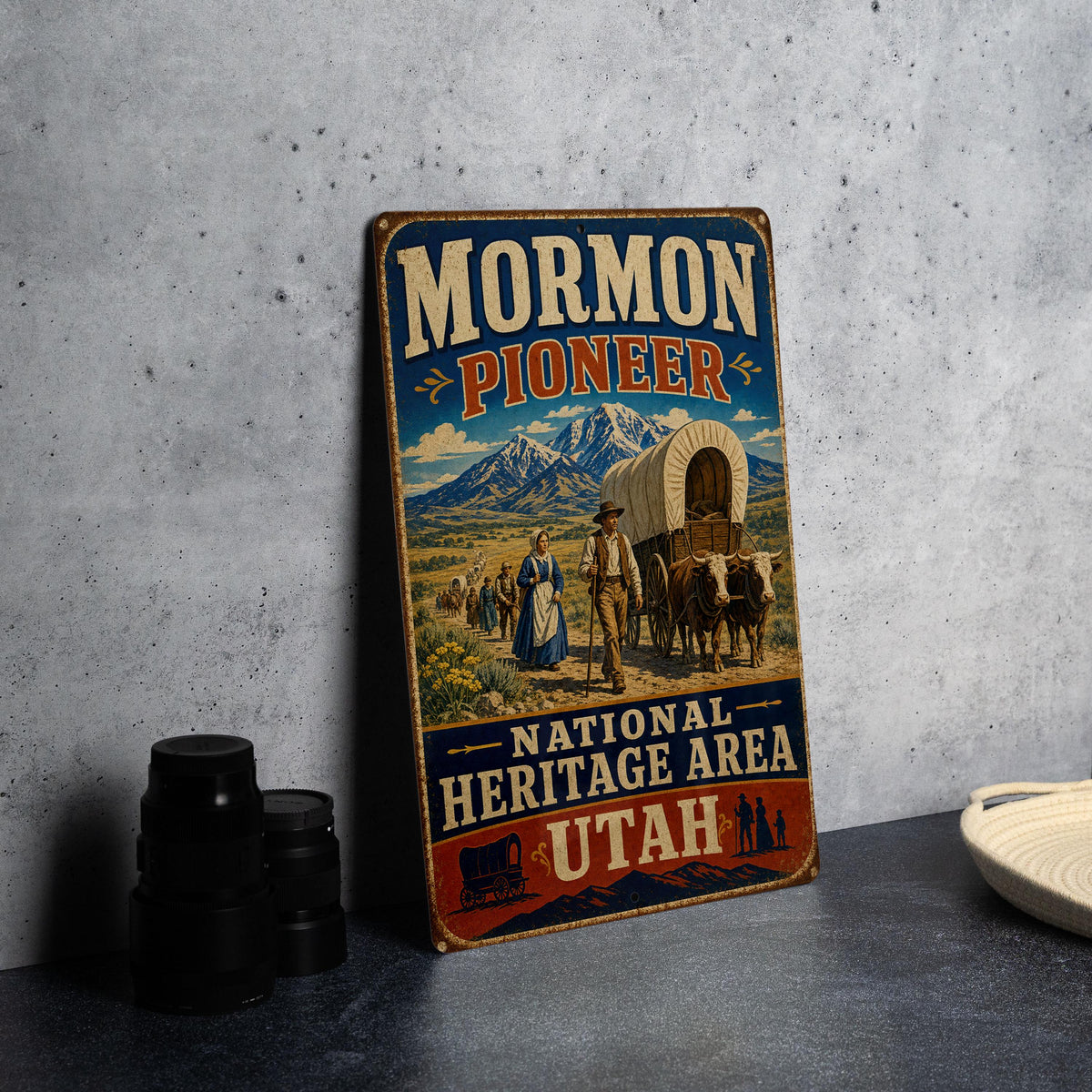 Mormon Pioneer National Heritage Area Utah Vintage Style Metal Sign, Pioneer History Decor, Utah Heritage Wall Plaque — photo 4