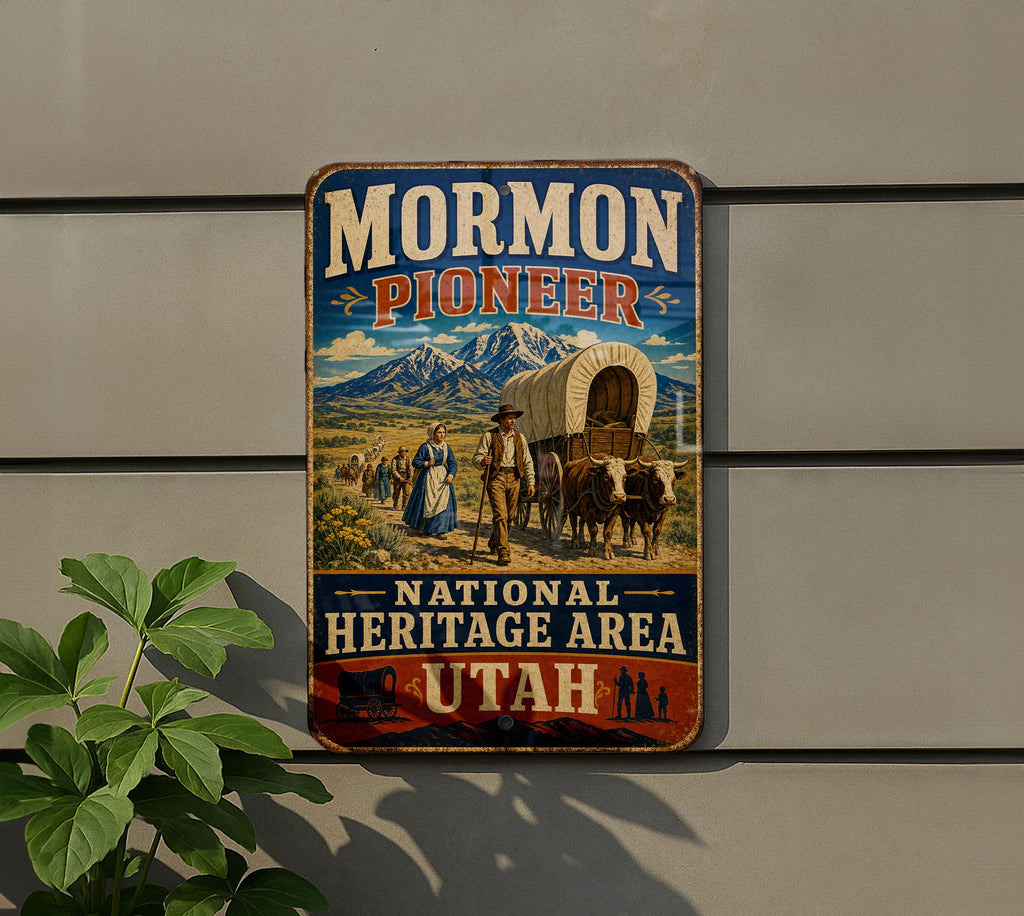 Mormon Pioneer National Heritage Area Utah Vintage Style Metal Sign, Pioneer History Decor, Utah Heritage Wall Plaque — photo 5