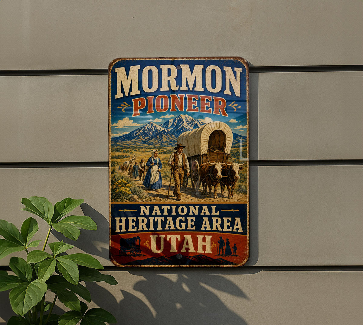 Mormon Pioneer National Heritage Area Utah Vintage Style Metal Sign, Pioneer History Decor, Utah Heritage Wall Plaque — photo 5
