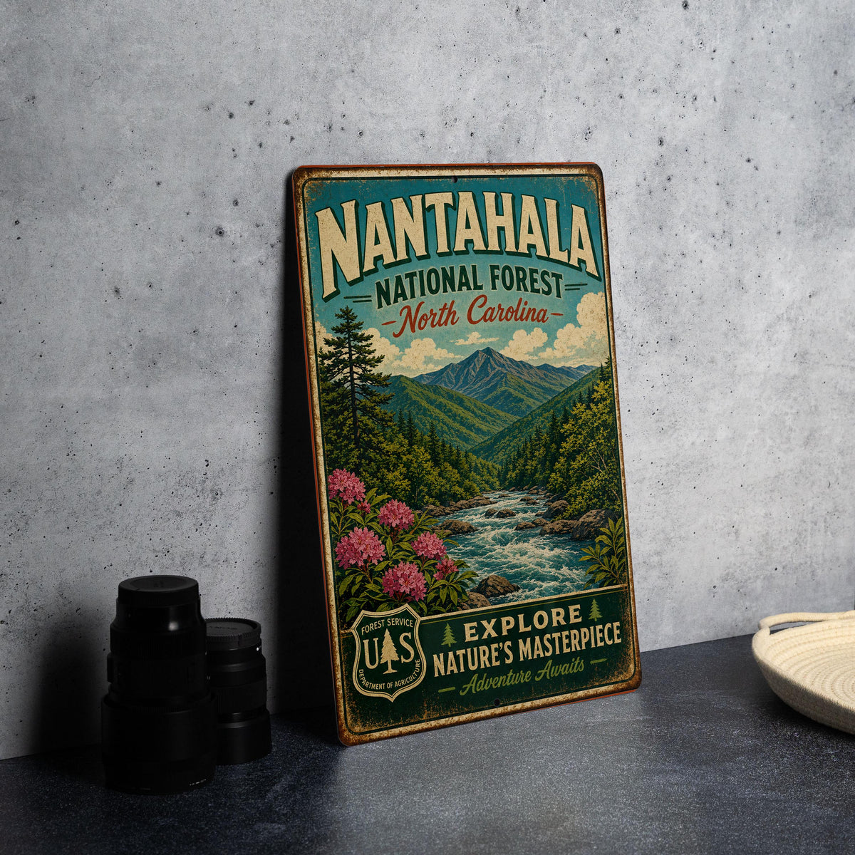 Nantahala National Forest North Carolina Vintage Style Metal Sign, Outdoor Adventure Cabin Decor, Mountain Hiking Gift — photo 4