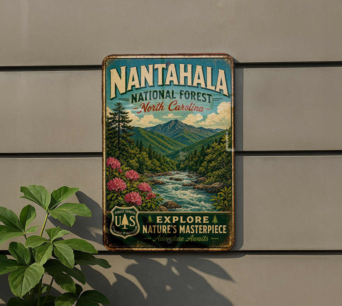 Nantahala National Forest North Carolina Vintage Style Metal Sign, Outdoor Adventure Cabin Decor, Mountain Hiking Gift — photo 5