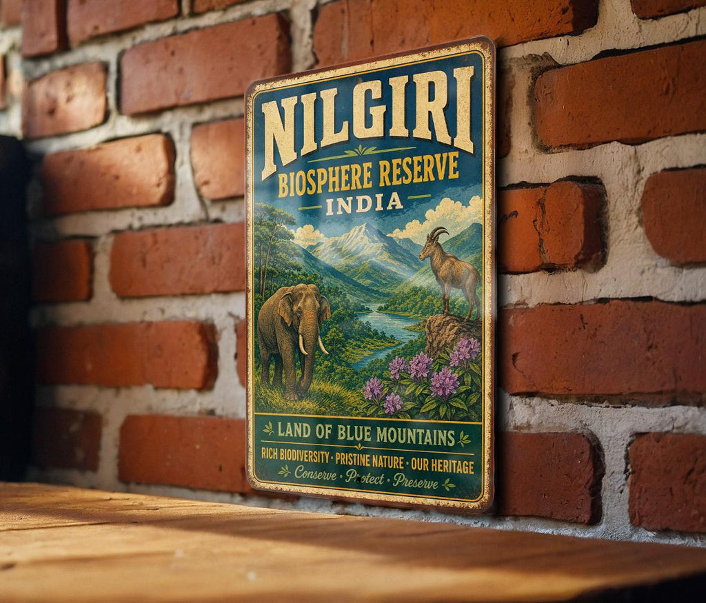 Nilgiri Biosphere Reserve India Vintage Style Metal Sign, Tamil Nadu Kerala Karnataka Wildlife Nature Reserve Decor — photo 2
