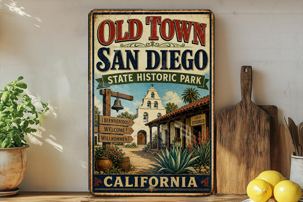 Old Town San Diego State Historic Park California Vintage Style Metal Sign, San Diego Landmark Decor, California Travel Souvenir Sign — photo 1