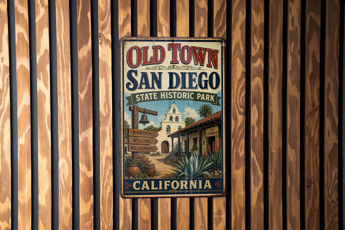 Old Town San Diego State Historic Park California Vintage Style Metal Sign, San Diego Landmark Decor, California Travel Souvenir Sign — photo 2