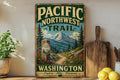 Pacific Northwest Trail Washington Vintage Style Metal Sign, Hiking Trail Decor, Outdoor Adventure Cabin Wall Sign — photo 1
