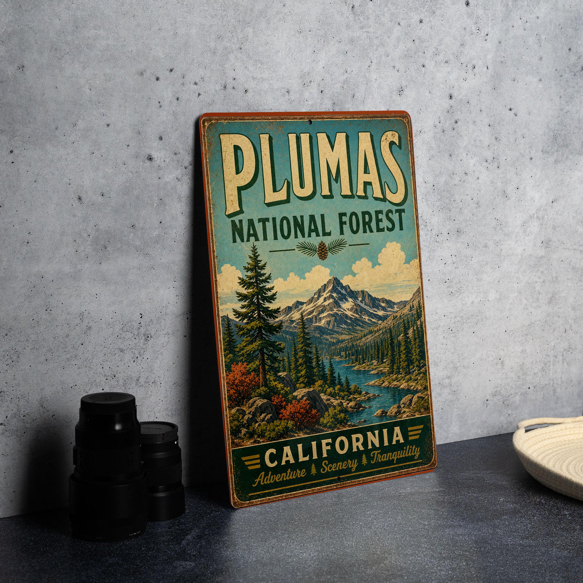 Plumas National Forest California Vintage Style Metal Sign, Plumas County Outdoor Recreation Decor, Rustic Cabin Wall Sign — photo 4