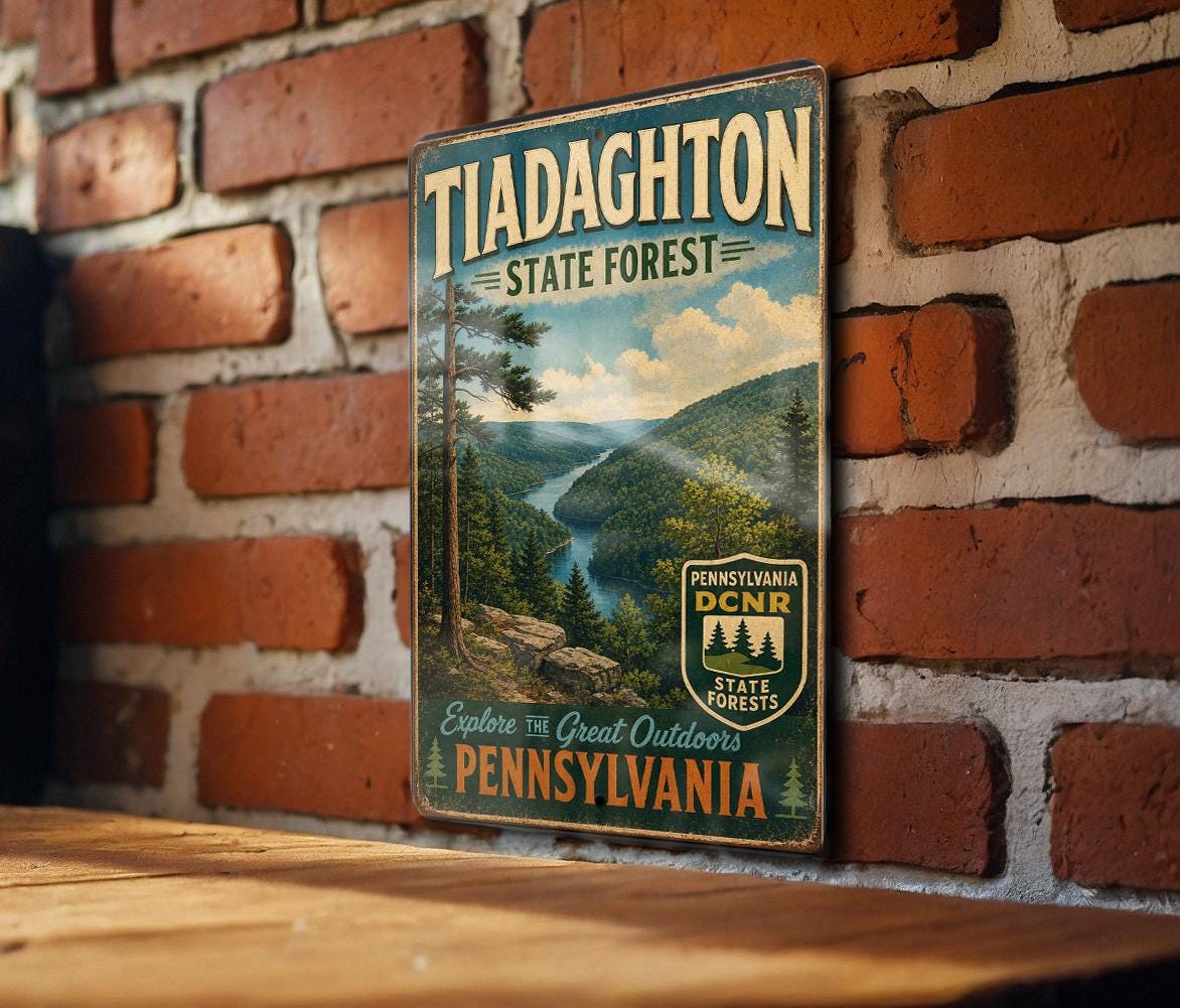 Tiadaghton State Forest Pennsylvania Vintage Style Metal Sign, Outdoor Recreation Decor, Keystone State Forest Sign — photo 2