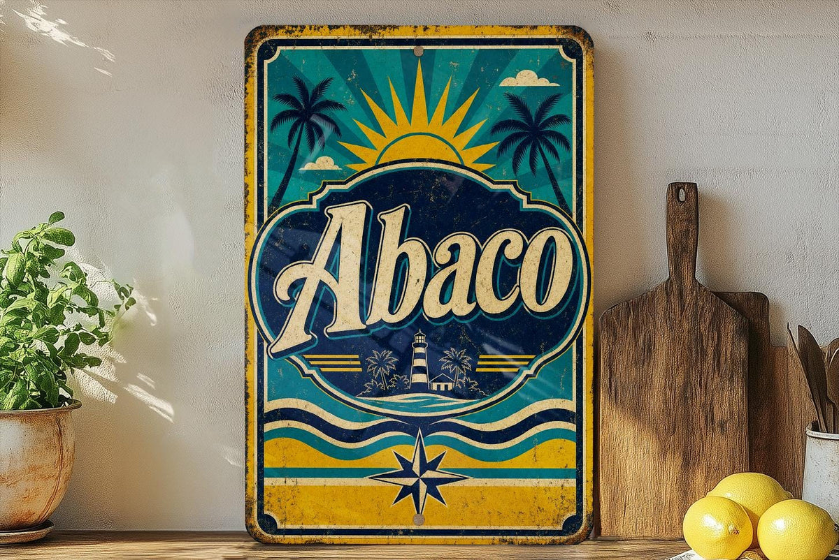 Abaco Bahamas Flag Metal Sign, Vintage Style Island Decor, Coastal Wall Plaque, Caribbean Home Bar Garage Sign — photo 1
