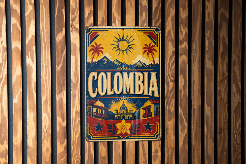 Colombia Flag Metal Sign Vintage Style Colombian National Flag Wall Decor Rustic Home Bar Garage Man Cave Sign — photo 2