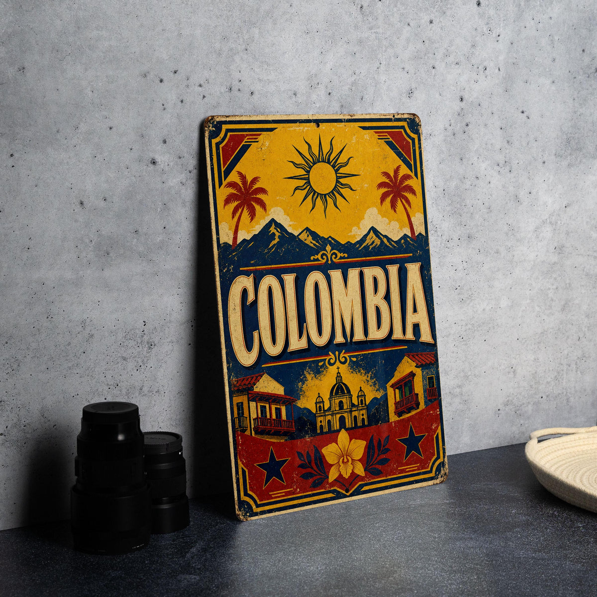 Colombia Flag Metal Sign Vintage Style Colombian National Flag Wall Decor Rustic Home Bar Garage Man Cave Sign — photo 4