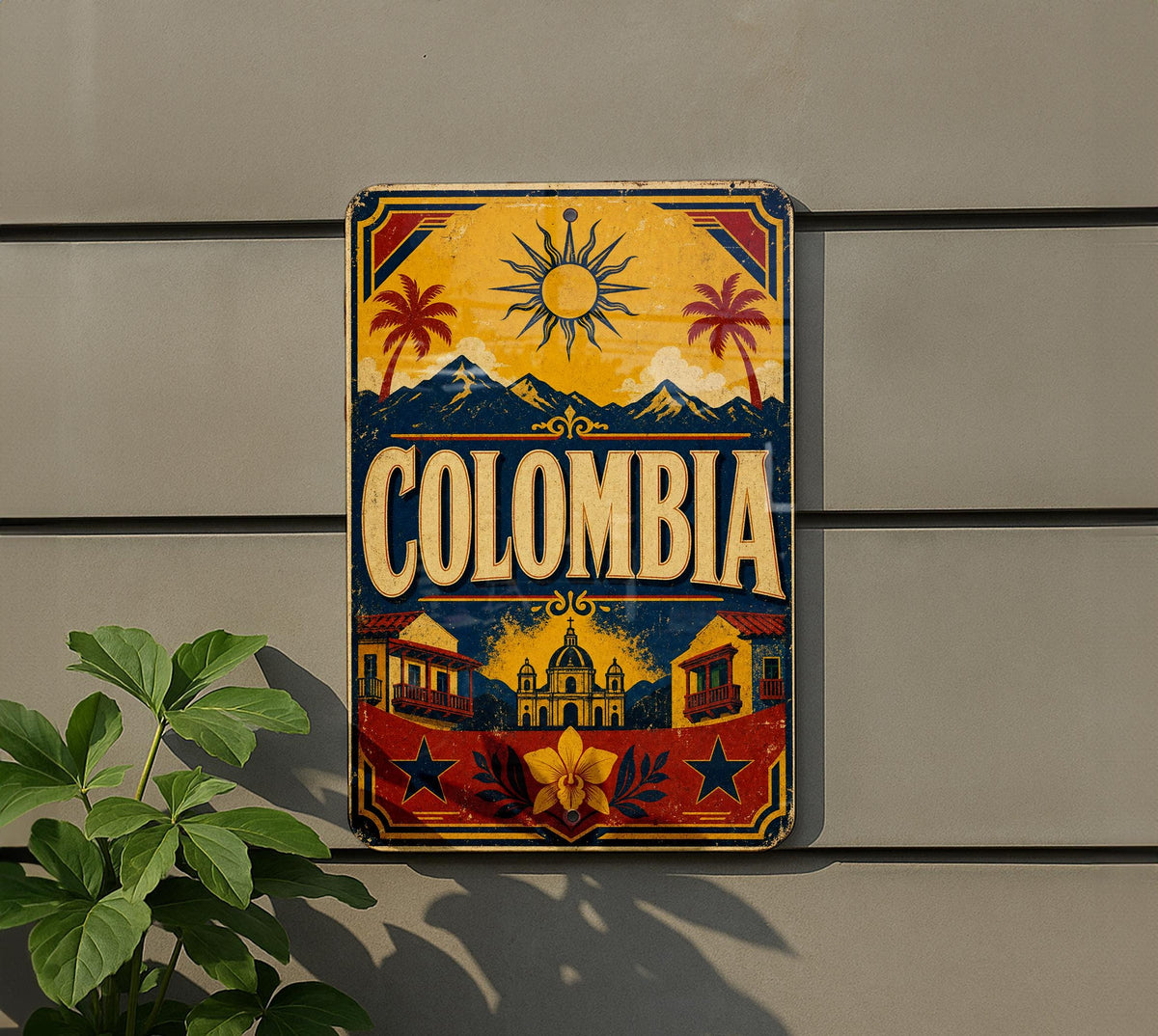 Colombia Flag Metal Sign Vintage Style Colombian National Flag Wall Decor Rustic Home Bar Garage Man Cave Sign — photo 5