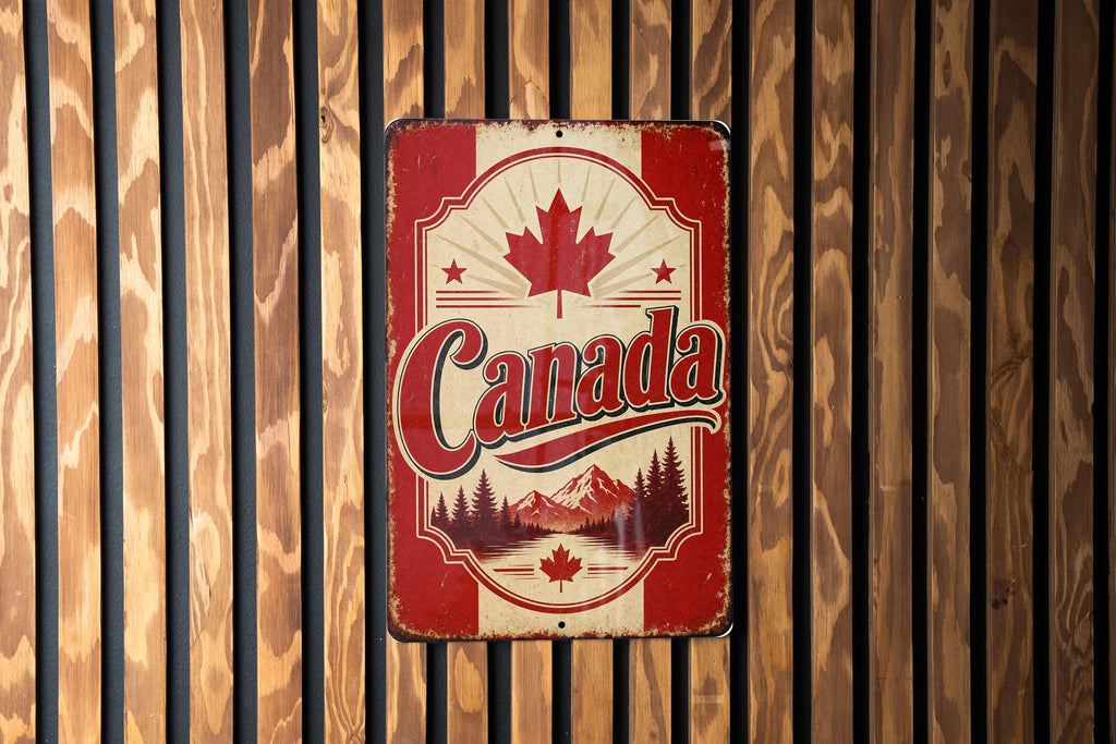 Canada Vintage Flag Metal Sign, Canadian Maple Leaf Flag Wall Decor, Rustic Canada Sign, Home Bar Garage Cabin Decor — photo 3
