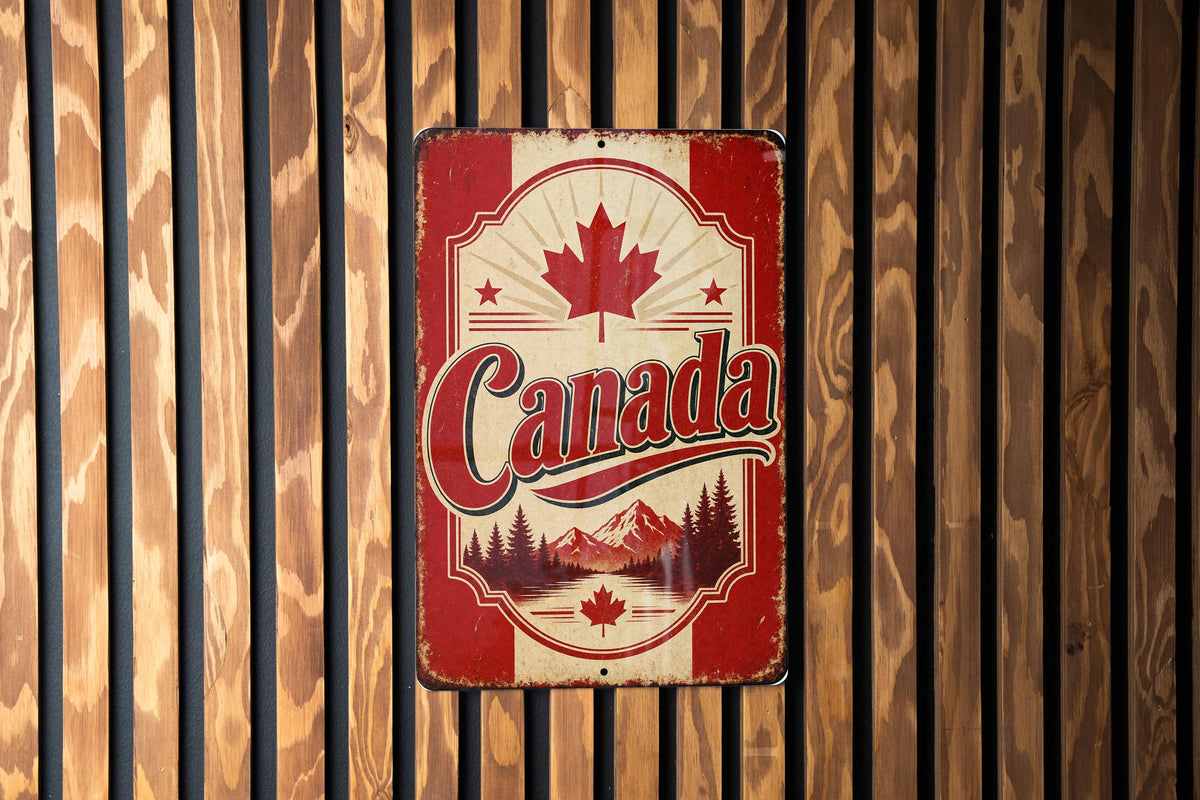 Canada Vintage Flag Metal Sign, Canadian Maple Leaf Flag Wall Decor, Rustic Canada Sign, Home Bar Garage Cabin Decor — photo 3