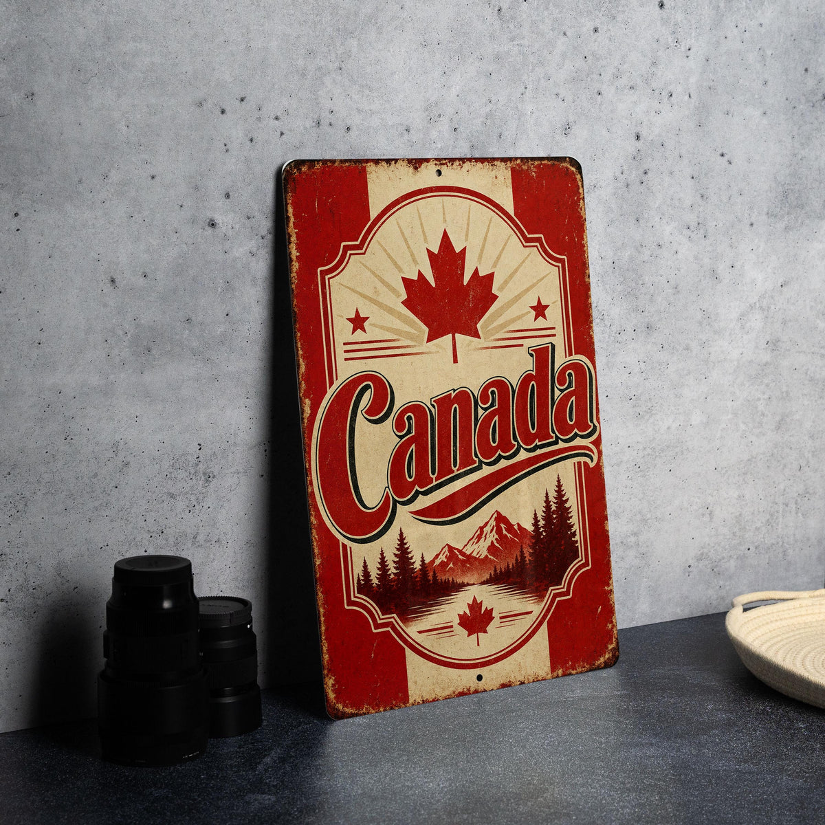 Canada Vintage Flag Metal Sign, Canadian Maple Leaf Flag Wall Decor, Rustic Canada Sign, Home Bar Garage Cabin Decor — photo 4