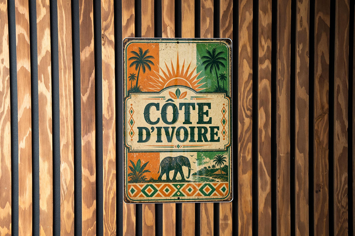 Cote dIvoire Vintage Flag Metal Sign, Ivory Coast Flag Wall Decor, African Country Flag Plaque, Home Bar Garage Sign — photo 1