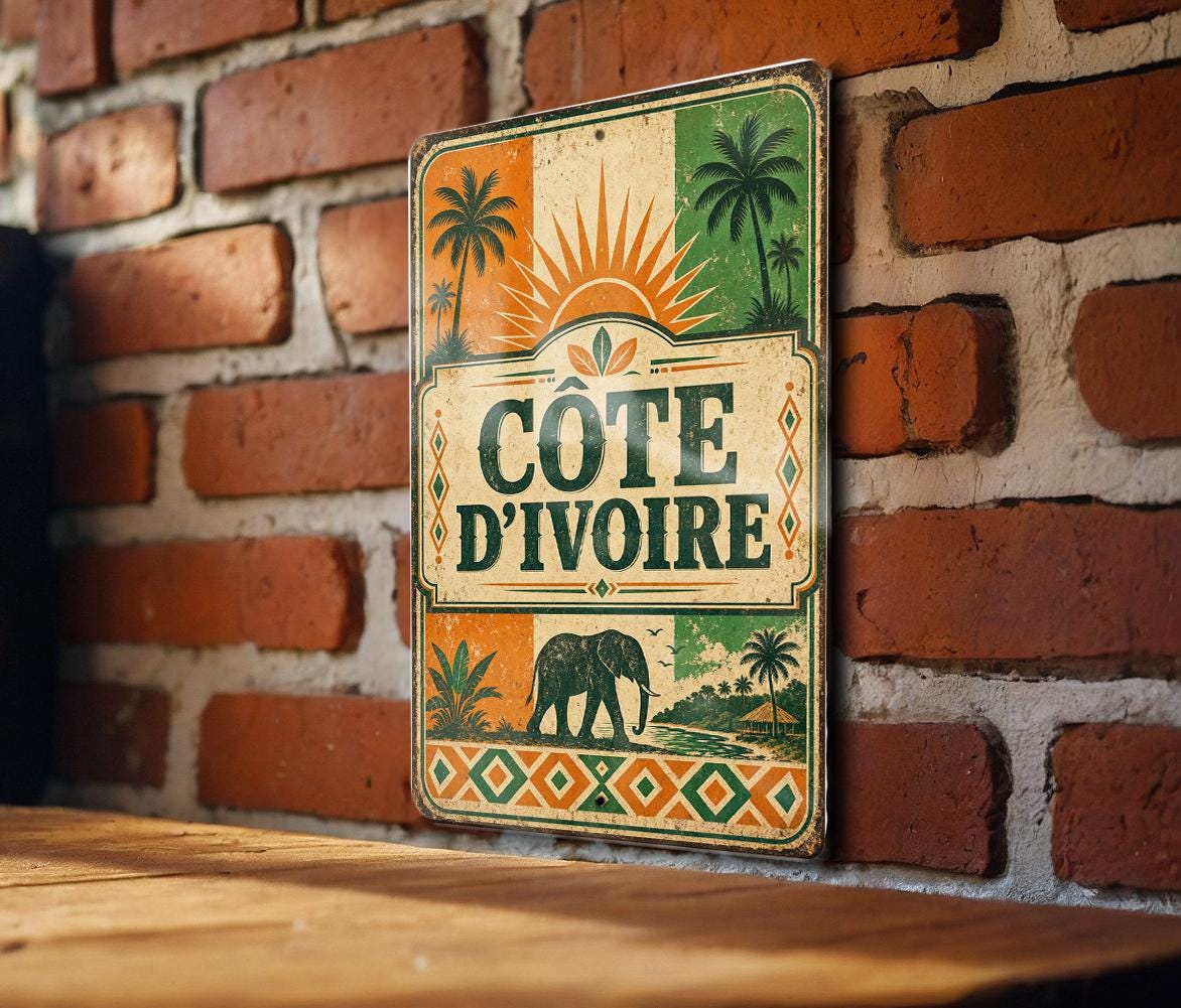 Cote dIvoire Vintage Flag Metal Sign, Ivory Coast Flag Wall Decor, African Country Flag Plaque, Home Bar Garage Sign — photo 2