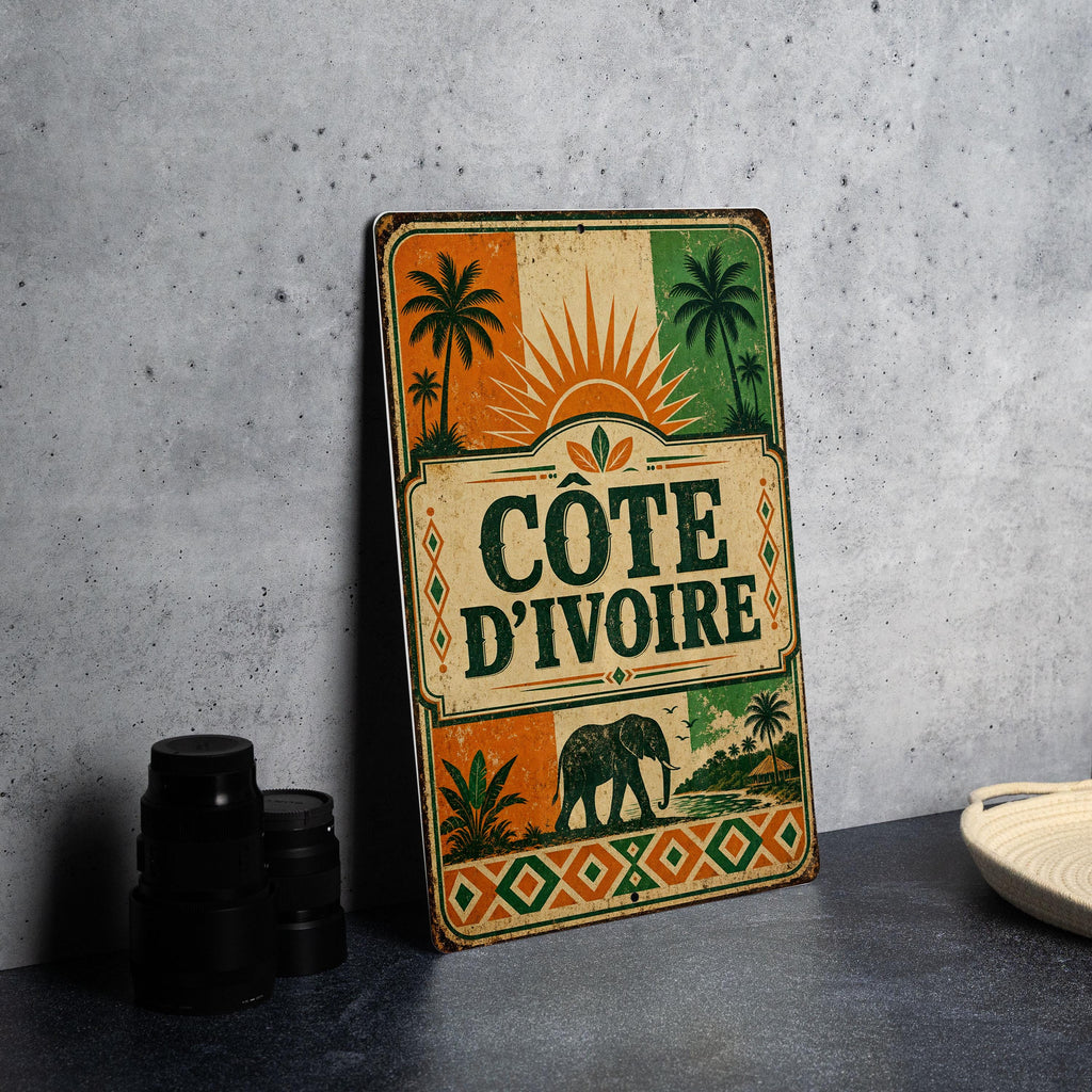 Cote dIvoire Vintage Flag Metal Sign, Ivory Coast Flag Wall Decor, African Country Flag Plaque, Home Bar Garage Sign — photo 4