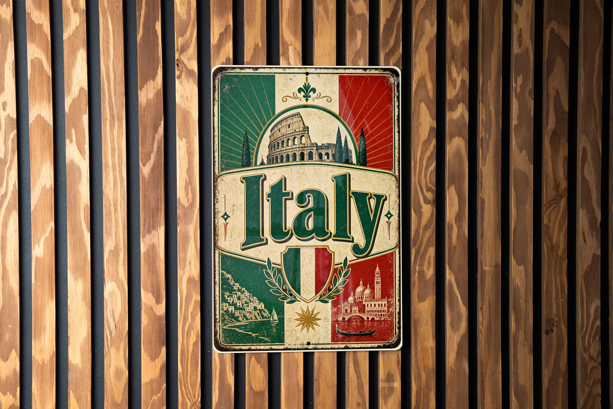 Italy Vintage Flag Metal Sign, Italian Flag Wall Decor, Italia Country Sign, Rustic Home Bar Garage Outdoor Decor Gift — photo 3