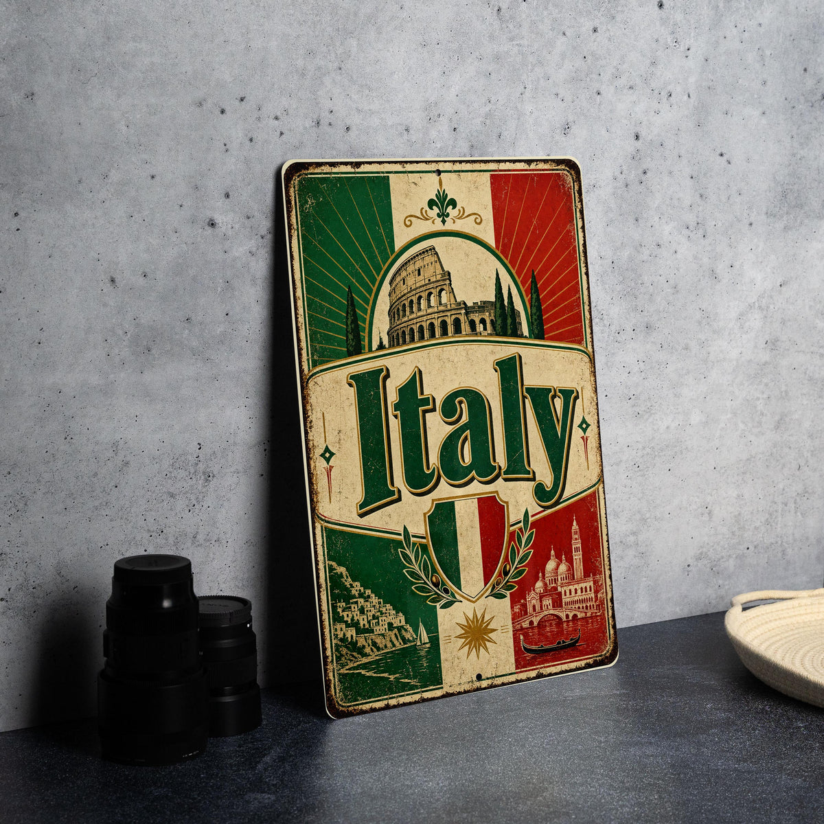 Italy Vintage Flag Metal Sign, Italian Flag Wall Decor, Italia Country Sign, Rustic Home Bar Garage Outdoor Decor Gift — photo 4