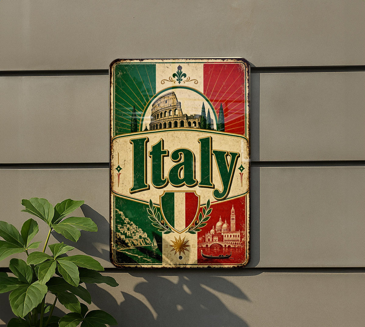 Italy Vintage Flag Metal Sign, Italian Flag Wall Decor, Italia Country Sign, Rustic Home Bar Garage Outdoor Decor Gift — photo 5