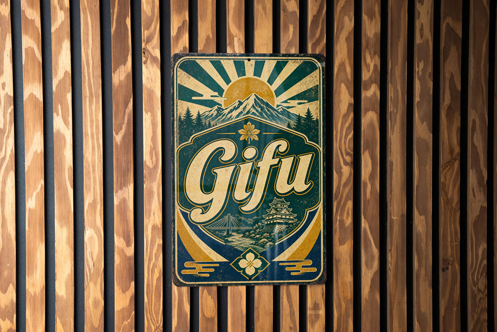 Gifu Japan Vintage Flag Metal Sign, Japanese Prefecture Wall Decor, Rustic Travel Souvenir Plaque, Home Bar Garage Sign — photo 1