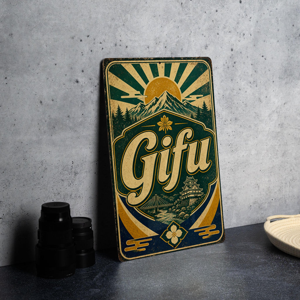 Gifu Japan Vintage Flag Metal Sign, Japanese Prefecture Wall Decor, Rustic Travel Souvenir Plaque, Home Bar Garage Sign — photo 4