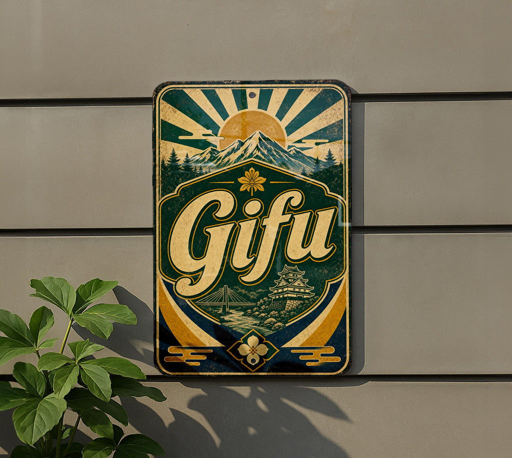 Gifu Japan Vintage Flag Metal Sign, Japanese Prefecture Wall Decor, Rustic Travel Souvenir Plaque, Home Bar Garage Sign — photo 5