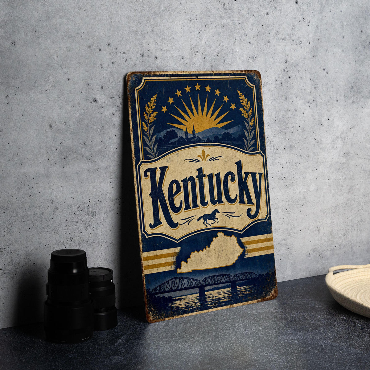 Kentucky State Flag Metal Sign, Vintage Kentucky Flag Wall Decor, Kentucky Home Bar Garage Outdoor Sign, Gift for Kentucky Fans — photo 4