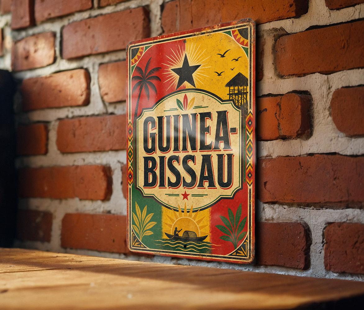 Guinea-Bissau Vintage Flag Metal Sign, Guinea Bissau Flag Wall Decor, Rustic Country Flag Plaque, African Nation Sign — photo 1