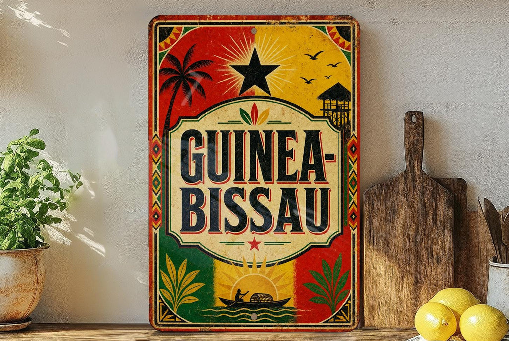 Guinea-Bissau Vintage Flag Metal Sign, Guinea Bissau Flag Wall Decor, Rustic Country Flag Plaque, African Nation Sign — photo 3