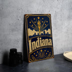 Indiana Vintage Flag Metal Sign, Indiana State Flag Wall Decor, Hoosier State Sign, Indiana Pride Plaque, Rustic Home Bar Garage Decor — photo 4