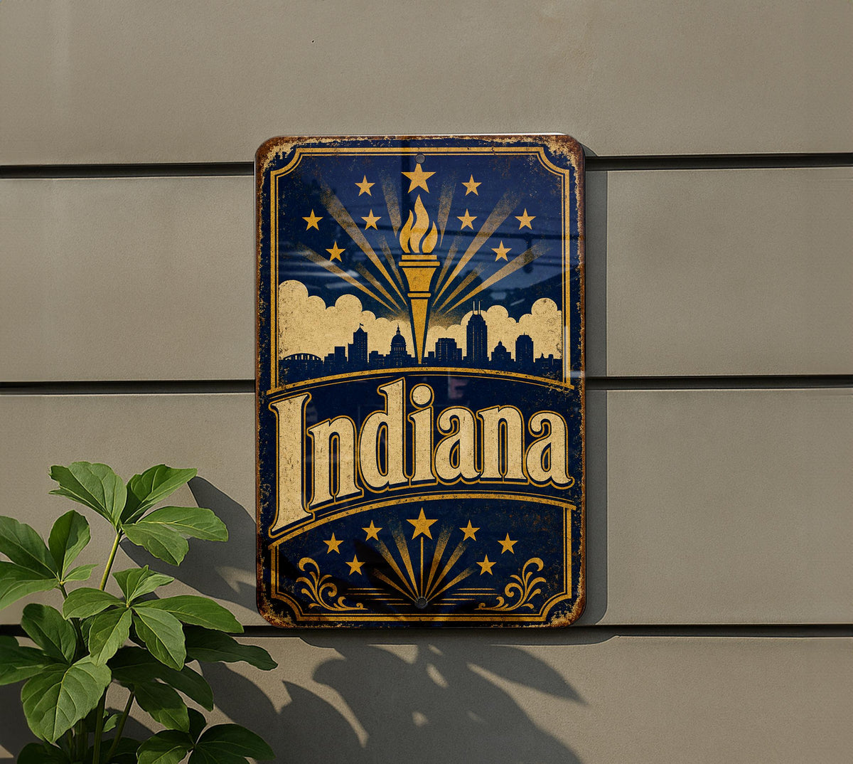 Indiana Vintage Flag Metal Sign, Indiana State Flag Wall Decor, Hoosier State Sign, Indiana Pride Plaque, Rustic Home Bar Garage Decor — photo 5